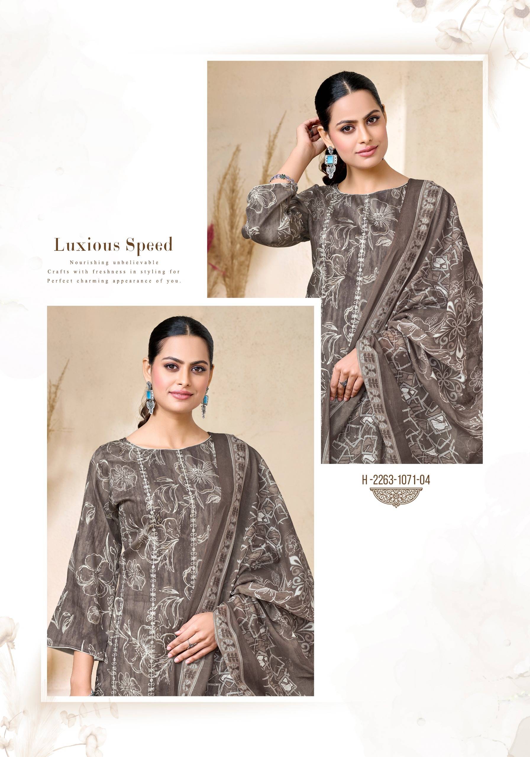 TALIB AZIZ by  Alok Suit 2263-1071-01 to 2263-1071-06 series Indian Pakistani ethnic wear Pure Zam Cotton At Wholesale Price